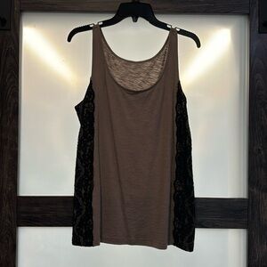 Loft grayish tan with black lace tank L